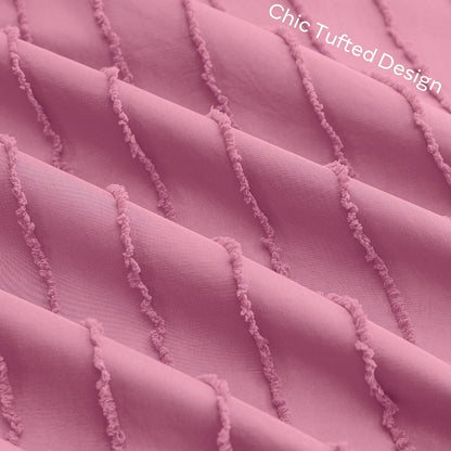 JELLYMONI Pillowcases Standard Size Bright Pink 2 Pack Boho Striped Bed Pillow Covers 20x26in Polyester Envelope Pillow Shams Tufted Bohemian Textured (Pillows are not Included)