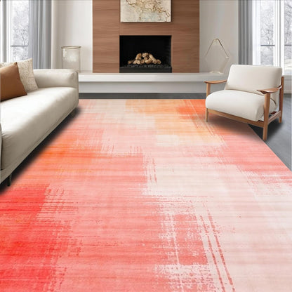 Flatwoven High Traffic Area Rug 5x7, Modern Abstract Brushstroke Rug with Gradient Hues, Non Slip, Stain Resistant, Washable Area Rugs for Living Room, Bedroom (Peach, 5x7)