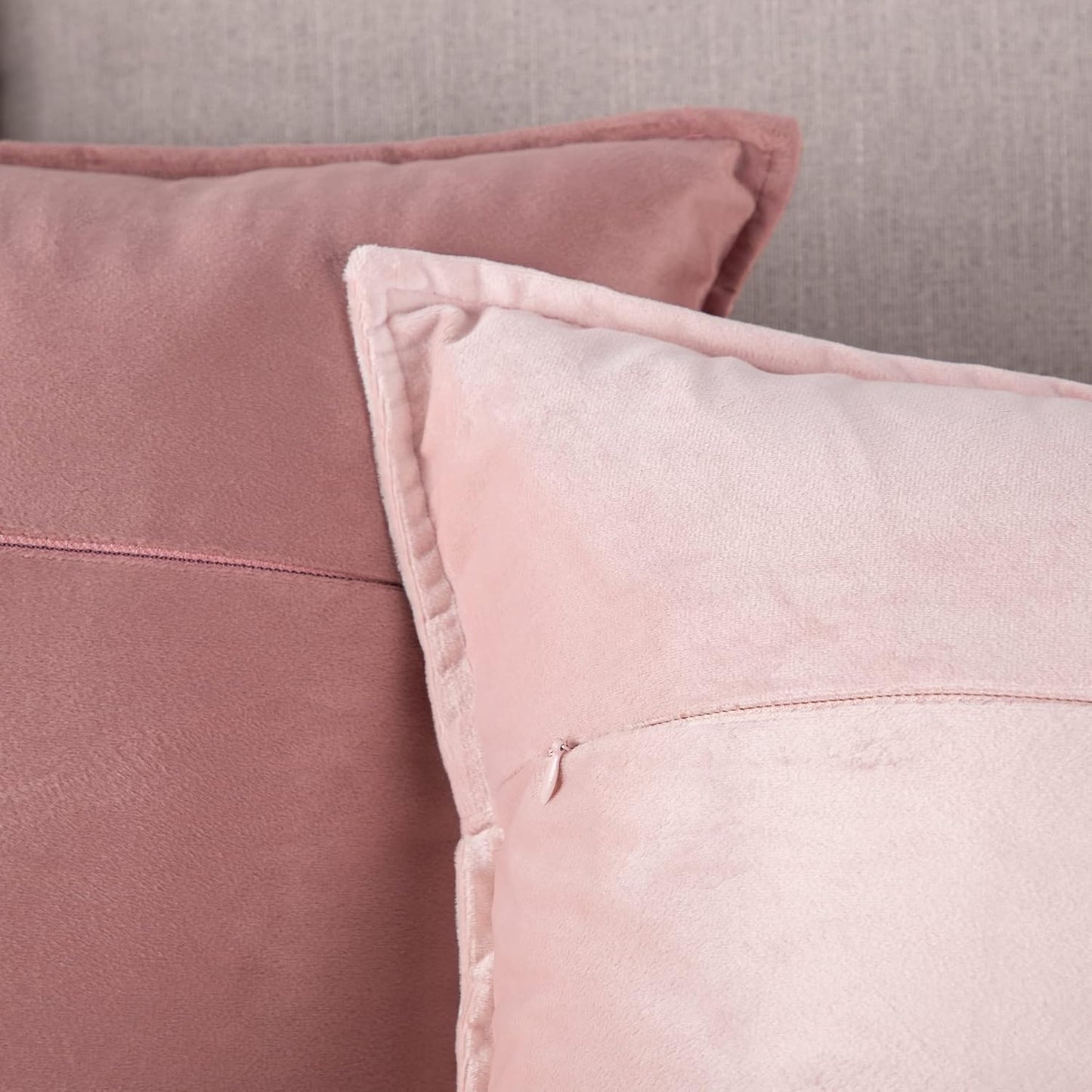 MADIZZ Set of 2 Super Soft Velvet Decorative Throw Pillow Covers 18x18 inch Light Pink Square with Fringe Luxury Style Cushion Case Pillow Shell for Sofa Bedroom