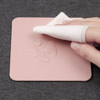 Myir JUN Coasters Glass Coasters Set of 12 4 inch Double Sided Faux Leather Coaster Waterproof Non-Slip Easy to Clean with Coaster Holder(Gray Pink)
