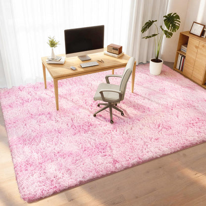 Litanika 5x8 Fluffy Shag Faux Fur Area Rug for Living Room Bedroom, Tie-Dyed Pink High Pile Soft Plush Shaggy Furry Bedside Playroom Dorm Carpet, Non-Slip, Non-Shedding Modern Indoor Floor Rug