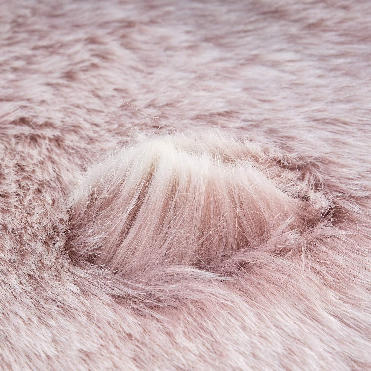 Ashler Faux Fox Fur Rug, Pink White Fluffy Rugs, 3x5 FT Rectangle Rug, Ultra Soft Shaggy Area Rugs for Bedroom, Fuzzy Carpets for Living Room, Sofa