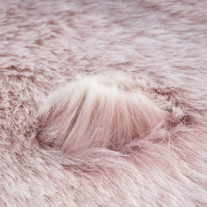 Ashler Faux Fox Fur Rug, Pink White Fluffy Rugs, 3x5 FT Rectangle Rug, Ultra Soft Shaggy Area Rugs for Bedroom, Fuzzy Carpets for Living Room, Sofa