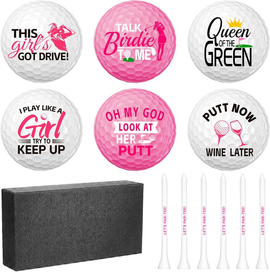 13 Pcs Golf Gifts for Women, Pink Funny Golf Balls for Women with Tees and Gift Box, Golfing Lovers Golfers Balls, Birthday Festival Gifts for Golfers Friend Mom Coworker Employee