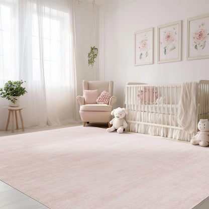 BILEEHOME Pink Area Rugs for Bedroom,Boho Washable Neutral Baby Rug for Nursery,6x9,Blush Pink Low Pile Soft Ombre Rug for Living Room Dining Room Kids Room Office 6 x 9