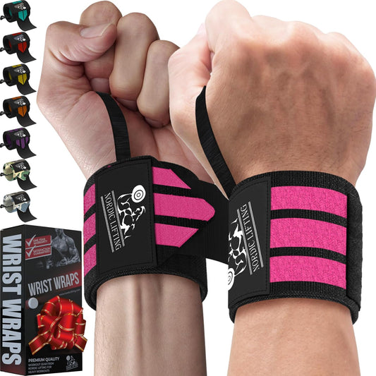 Nordic Lifting Wrist Wraps (1 Pair/2 Wraps) – Lifting Wrist Wraps with Thumb Loop for Weightlifting, Powerlifting & CrossFit – Durable Wrist Support Straps for Men & Women – Gym Essentials for Heavy Lifts