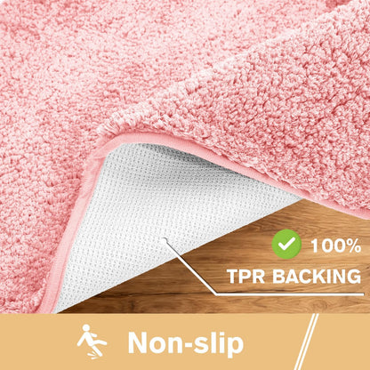 Pink Bathroom Rugs 24"x48" – Long Plush Non-Slip Bath Mat, Absorbent & Washable Microfiber Runner Rug – Perfect for Tub, Sink, or Washroom
