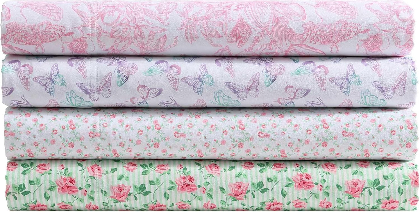 Betsey Johnson - Twin XL Bed Sheets, Fade & Wrinkle Resistant Bedding Set with Matching Sham(s), Soft & Lightweight (Fairytale Floral Pink, Twin XL)