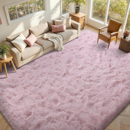 FinRèc Pink Rugs for Bedroom Living Room, 3x5 Feet Fluffy Shag Area Rug, Non-Slip Fuzzy Furry Rug for Kids Room Girl Dorm Room Home Decor, Indoor Shaggy Floor Carpet