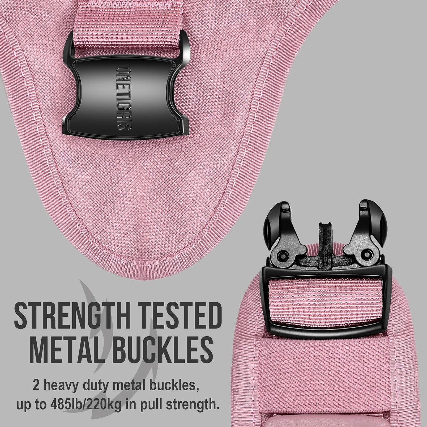 OneTigris Large Tactical Dog Harness, No Pulling Adjustable Dog Vest Harness, Heavy Duty Dog Harness with Handle, Large Hook and Loop Panels for Patch(Pink,S)