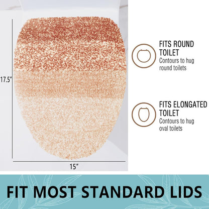 Arotive Soft Microfiber Bathroom Toilet Lid Cover, Machine Washable Seat Covers, 17.5 x 15, Stays in Place Rubber Backing, Fits Most Round, Elongated and Oblong Lids, Accessories Decor, Peach