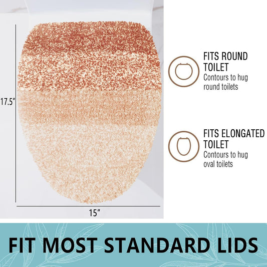 Arotive Soft Microfiber Bathroom Toilet Lid Cover, Machine Washable Seat Covers, 17.5 x 15, Stays in Place Rubber Backing, Fits Most Round, Elongated and Oblong Lids, Accessories Decor, Peach