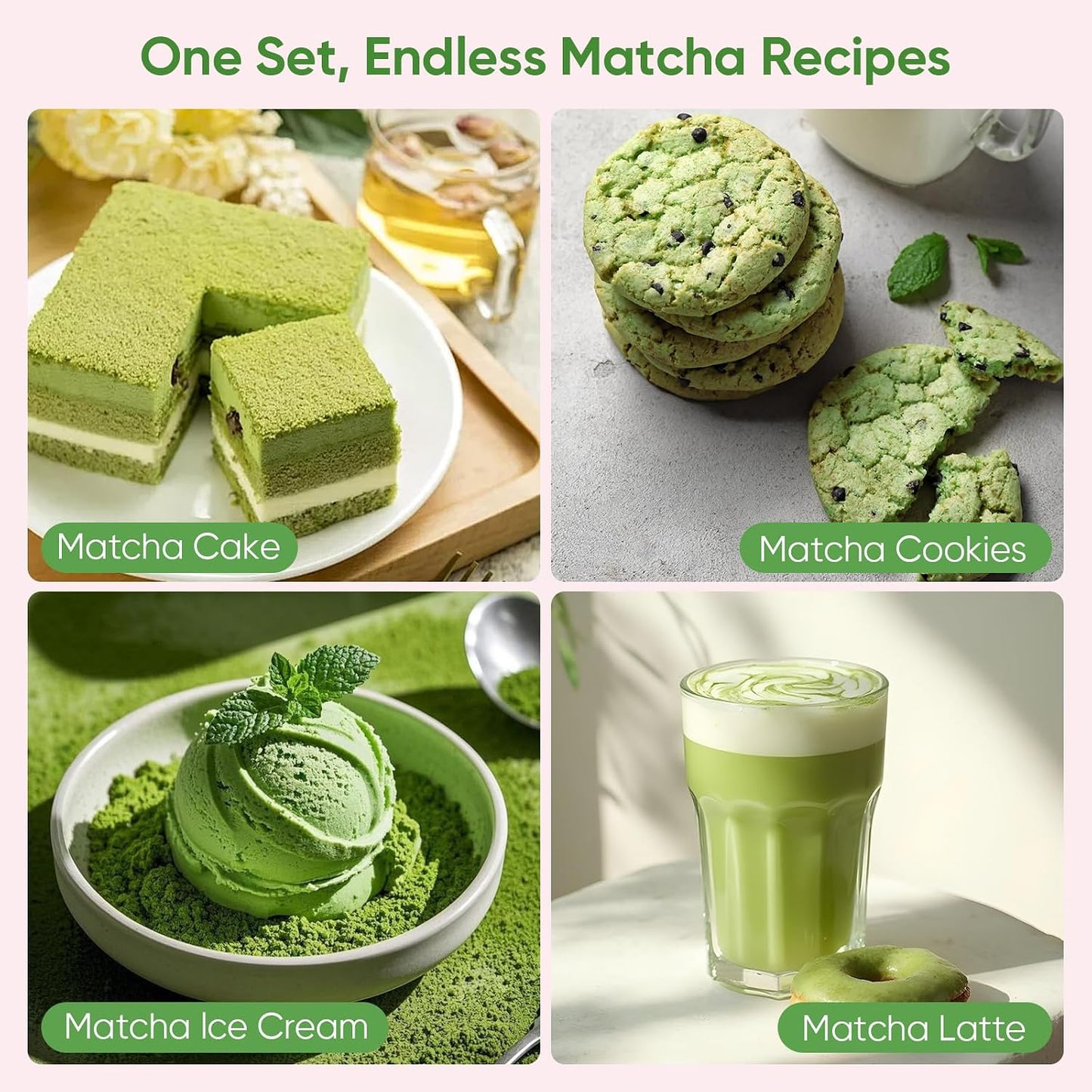 Matcha Whisk Set, 8Pcs Matcha Set for Ceremony, Matcha Whisk and Ceramic Bowl with Matcha Scoop & Sifter and All Accessories for Breakfast, Afternoon Tea, Ideal Gift Christmas, Anniversary