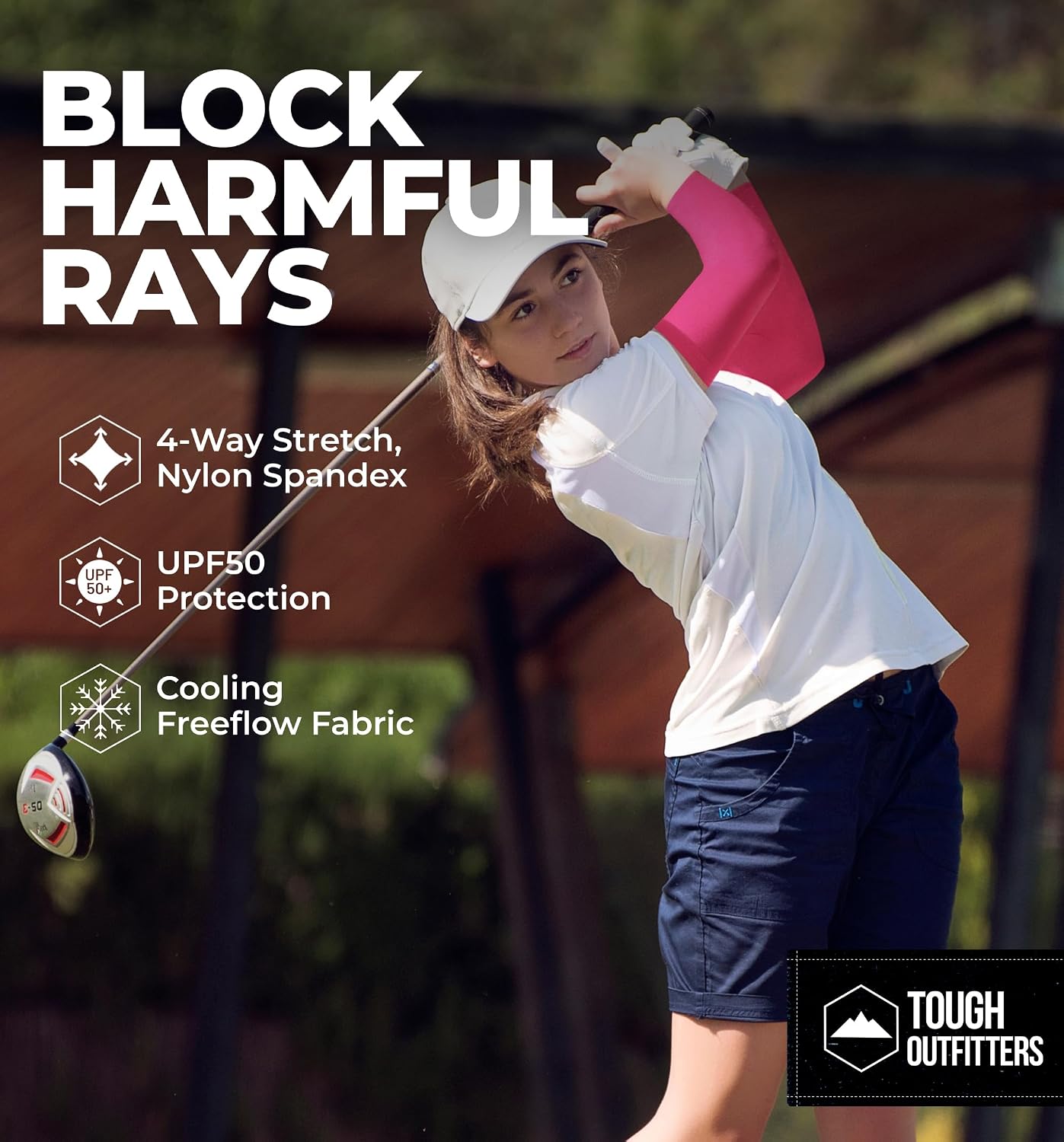 Tough Outdoors UV Arm Sleeves for Men Women - Sun Protection Sleeves - Compression Golf Baseball Cooling Tattoo Arm Sleeve