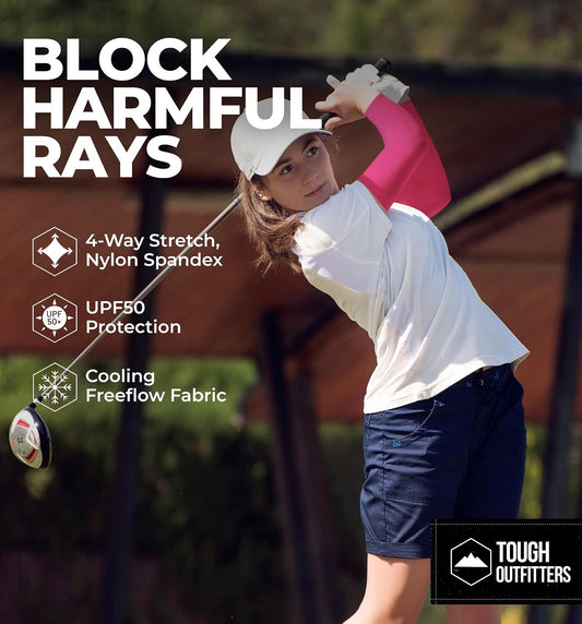 Tough Outdoors UV Arm Sleeves for Men Women - Sun Protection Sleeves - Compression Golf Baseball Cooling Tattoo Arm Sleeve