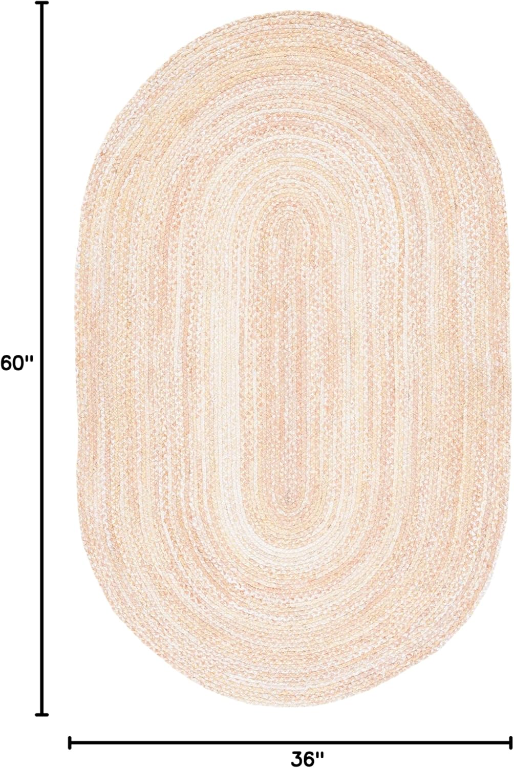 SAFAVIEH Braided Collection Area Rug - 3' x 5' Oval, Beige with Pink Accents, Handmade Cotton, Country Cottage Style, Reversible, Ideal for Areas in Entryway Living Room Bedroom Kitchen (BRD452B)