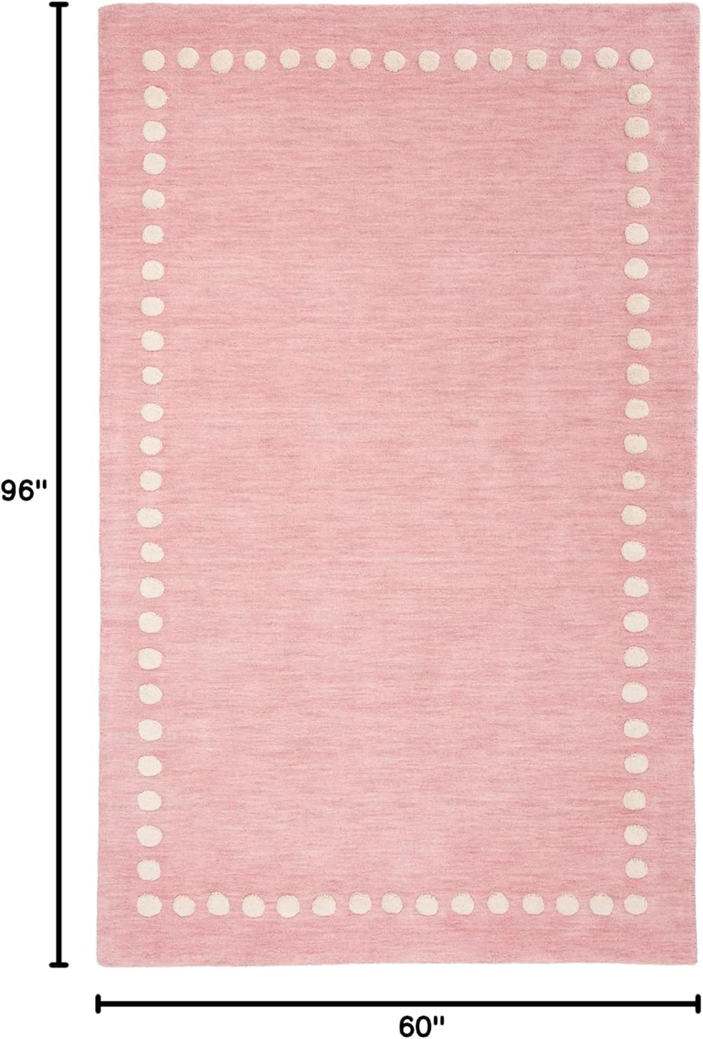 SAFAVIEH Kids Collection Area Rug - 5' x 8', Pink, Handmade Polka Dot Border Wool, Ideal for High Traffic Areas in Living Room, Bedroom (SFK802U)