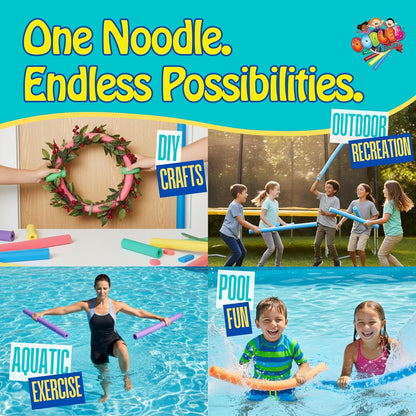 Oodles of Noodles Premium Jumbo XL Pool Swim Noodles - 6 Pack - Approx. 55 inch x 3.5 inch Hollow Core Pool Noodles Foam Tube - Durable for Heavy Duty Swimming, Water Aerobics, Crafts, & DIY Projects