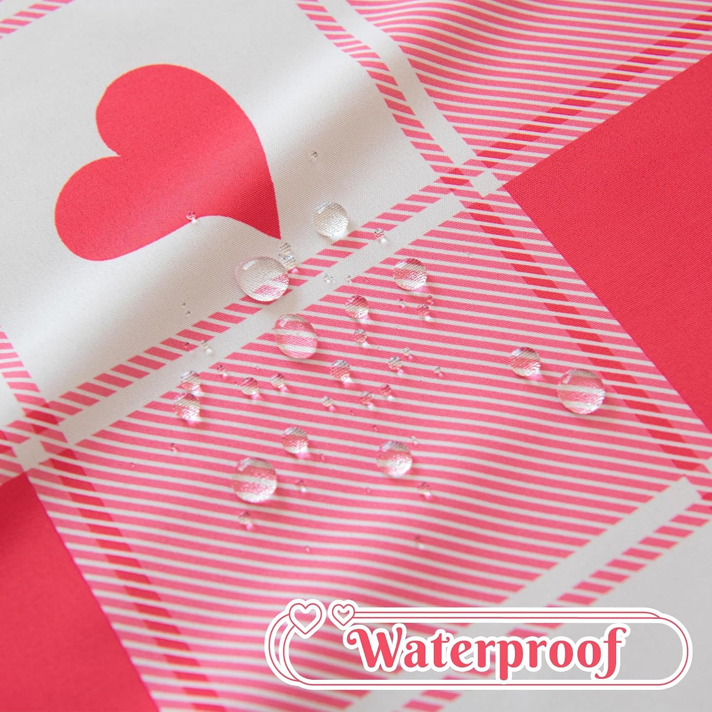 MikiUp Checkered Round Valentine's Day Tablecloth - Waterproof, Wrinkle Resistant and Washable Gingham Table Cloth Decorative Table Cover for Party, Pink 60 Inch