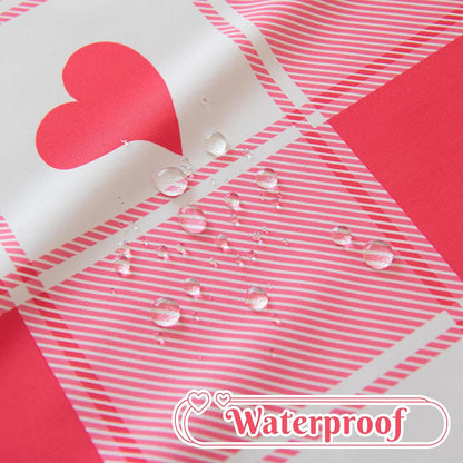 MikiUp Checkered Round Valentine's Day Tablecloth - Waterproof, Wrinkle Resistant and Washable Gingham Table Cloth Decorative Table Cover for Party, Pink 60 Inch