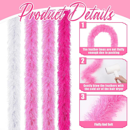 Jexine Feather Boas Bulk Artificial Fluffy Boas Decor for Wedding Costume Dress Tea Party Supplies