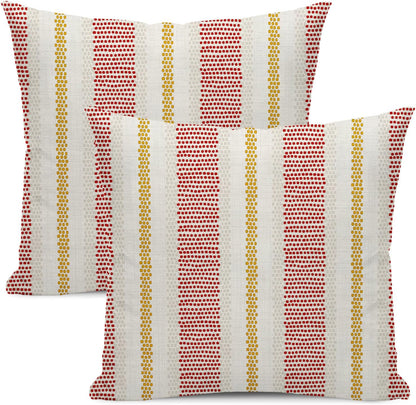 Pink Sage Green Pillow Covers 18x18 Inch 2 Pcs Boho Preppy Polka Dots Striped Decor Throw Pillows Modern Geometric Outdoor Farmhouse Decoration Pillowcase Linen Cushion Cover for Couch Sofa