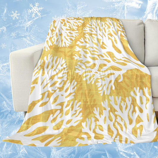 Cooling Blanket for Hot Sleepers, Yellow Coral Coastal Lightweight Breathable Summer Blanket, White Summer Beach Ocean Seaside Double-Side Cool Throw Blankets for Sleeping Travel, 40"x60"