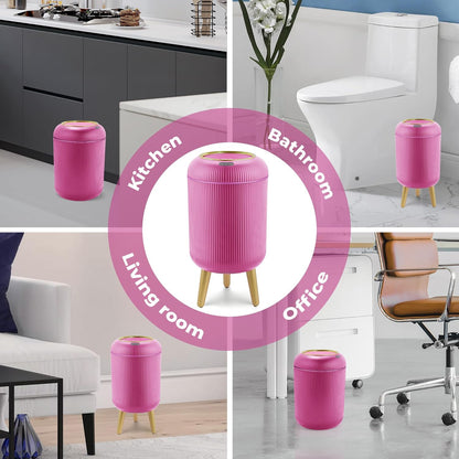 Pukomc Smart Sensor Wastebasket, Convenient and Hygienic Easy to Use, Technology Sensor Waterproof Wastebasket Plastic Trash can for Kitchen, Bathroom, Bedroom, Living Room, Office and Outdoor Pink