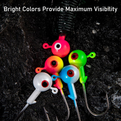 Dr.Fish 20 Pack Fishing Jig Heads, Crappie Jig Round Ball Head Freshwater Fishing Hooks Bass Trout Panfish Walleye Bluegill Saltwater