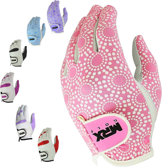 MRX Women Golf Glove Left Handed Golf Gloves Sweat Resistant Soft Cabretta Leather Regular Fit Women Golfer Glove