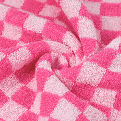 Jacquotha Pink Bath Towel Set for Bathroom Decor, 8-Piece Soft & Absorbent Cotton Towels, 2 Bath, 2 Hand, 4 Washcloths, Checkered