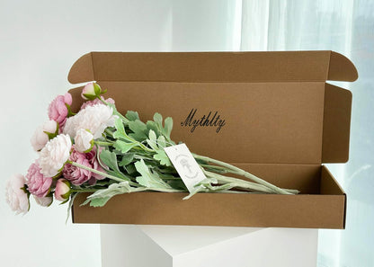 7 Stems Ice Pink & Opal Pink Artificial Ranunculus Flowers, Silk Fake Ranunculus with Adjustable Fuzzy Stems for Home Wedding Party Decor, Silk Flowers for Home Table Centerpiece Office Decoration