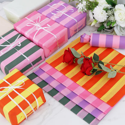 BEISHIDA Purple Pink Big Stripe Tissue Paper Bulk,Wrapping Tissue Paper for Gift Bags, 14 x 20 Inch Gift Wrap for Princess Party Bridal Shower, Baby Shower Easter Wedding DIY Crafts,30 Sheets