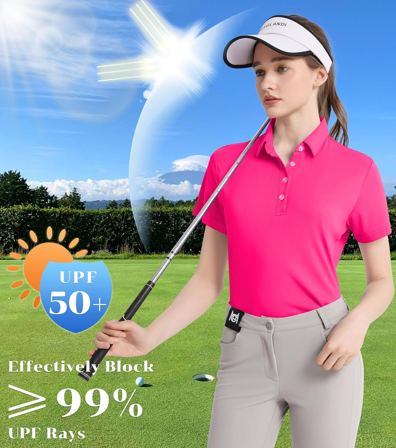 Women's Polo Shirts UPF 50+ Casual Sun Protection Work Quick Dry 4 Buttons Short Sleeve Collared Golf Shirt XS-3XL
