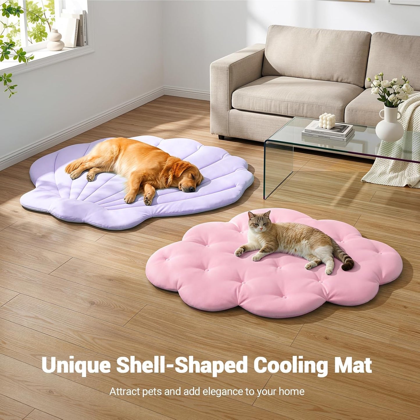 Dog Cooling Mat, 47'' × 35'' Large, Q-Max>0.5 Self-Cooling Mat for Dog, (Cool & Warm) Double-Sided Pet Cool Pads for Summer, Crate, Kennel, Machine Washable, Cat Cool Bed, Non-Gel, Pink