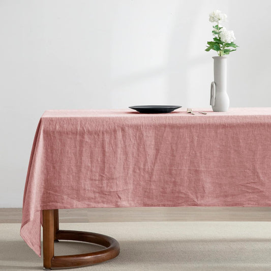 EVERLY 100% Pure Linen Rectangle Tablecloths 60x108Inches for Dining,Buffet Parties,Picnic,Events,Weddings and Restaurants,Decorative Halloween,Thanksgiving Machine Washable Tablecloths-Muddy Pink