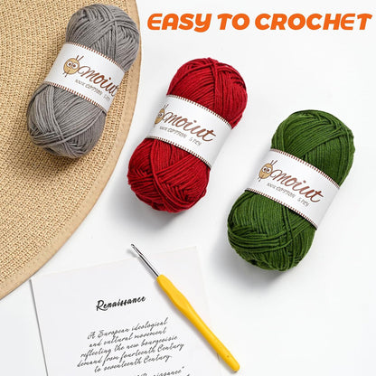 3 Pack Cotton Yarn for Crocheting, Baby Yarn for Crocheting Soft, 393yds / 5.29oz Fluffy Amigurumi Crochet Yarn, 5 Ply 100% Milk Cotton Yarn for Puzzle、Socks、Clothes(3 Pink)