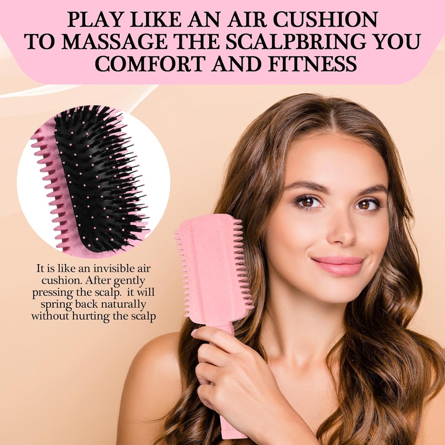 Auhrjomra Curl Defining Brush Pink, Volume Curly Hair Brush for Effortlessly Detangling Shaping and Styling Women's Curls, Waves & Coils, Curly Hair Products, Reduce Frizz
