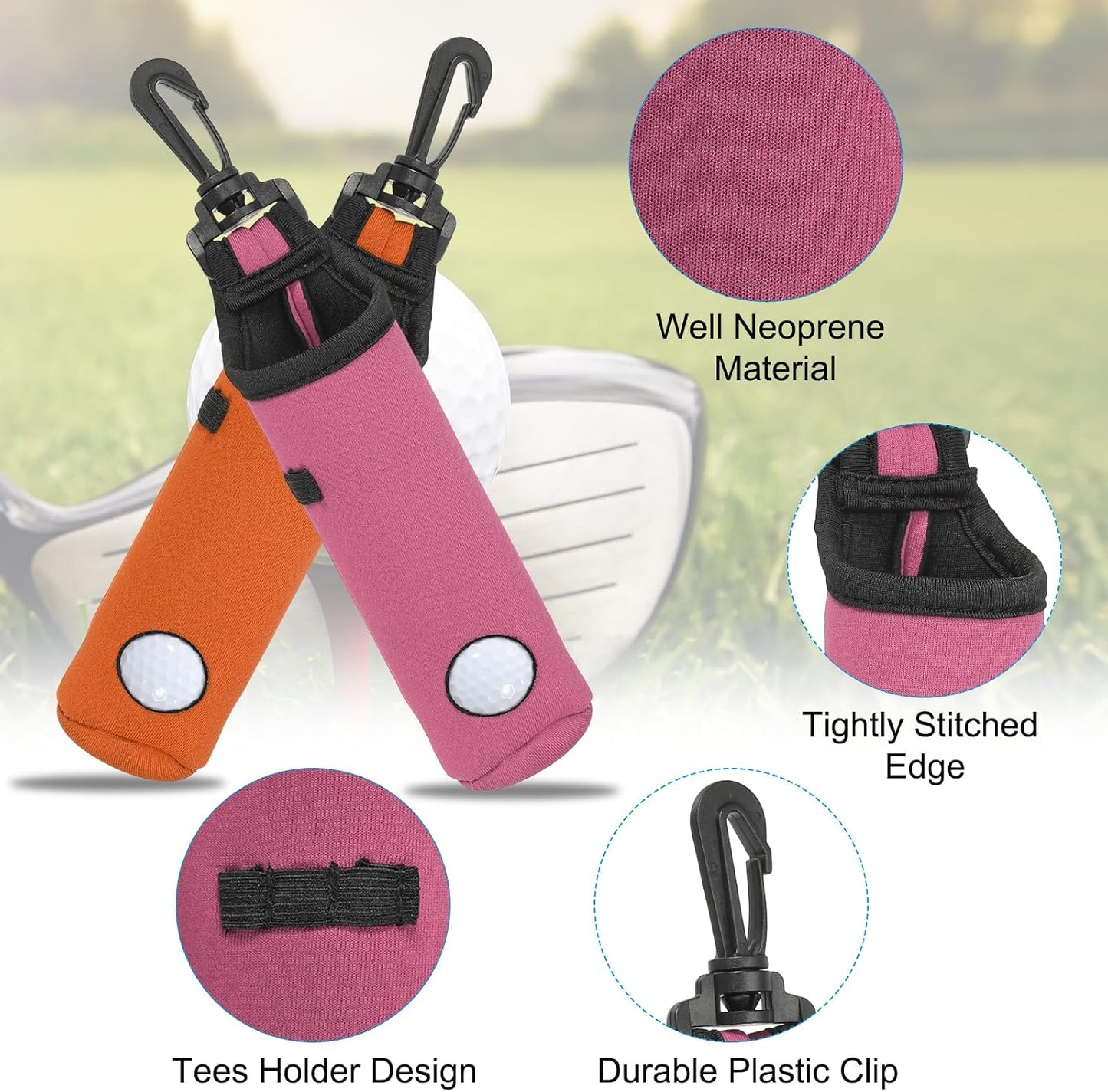 PATIKIL Golf Ball Carry Bag Golf Tee Holder Pouch Portable Neoprene Golf Ball Holder with Clip for Men and Women