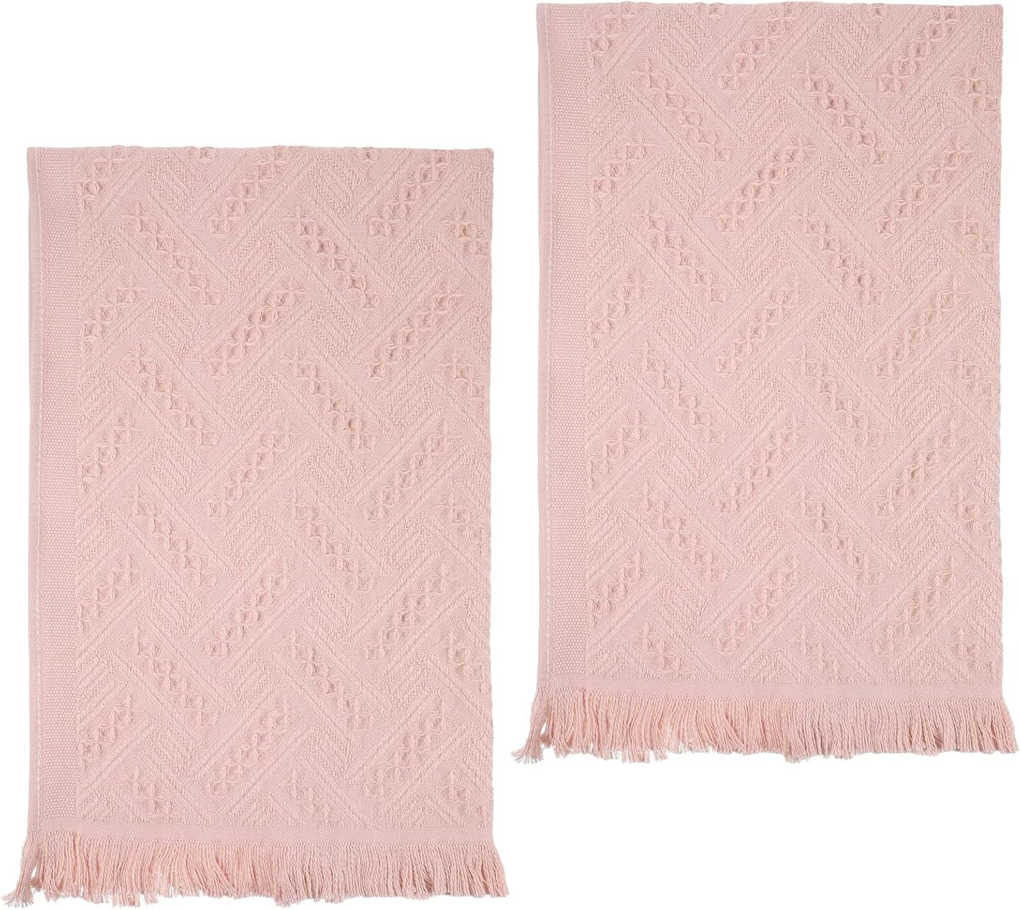 2 Pcs Pink Bathroom Hand Towels, 29 X 13 Inch Soft Cotton Light Pink Decorative Towels, Cute Boho Blush Pinks Face Towel for Bathroom, Hotel, Spa Decorative Cleaning Towel