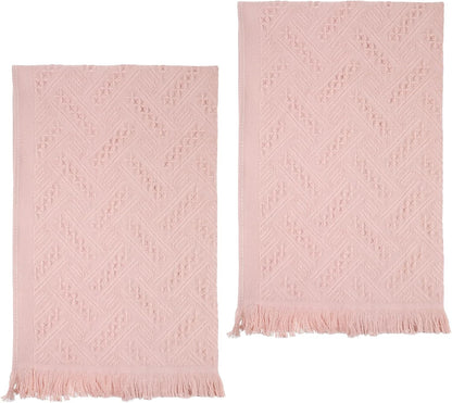 2 Pcs Pink Bathroom Hand Towels, 29 X 13 Inch Soft Cotton Light Pink Decorative Towels, Cute Boho Blush Pinks Face Towel for Bathroom, Hotel, Spa Decorative Cleaning Towel