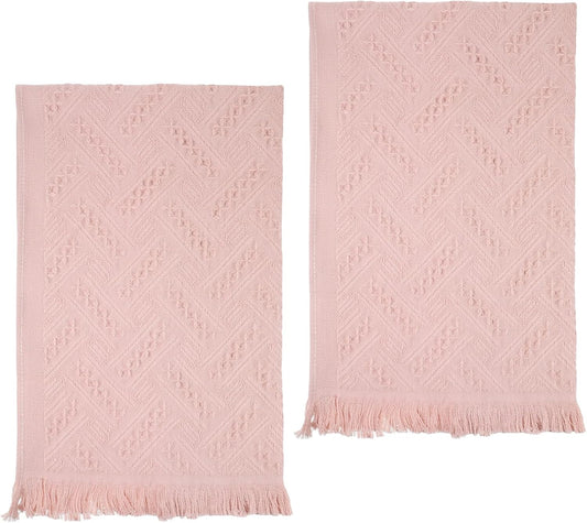 2 Pcs Pink Bathroom Hand Towels, 29 X 13 Inch Soft Cotton Light Pink Decorative Towels, Cute Boho Blush Pinks Face Towel for Bathroom, Hotel, Spa Decorative Cleaning Towel