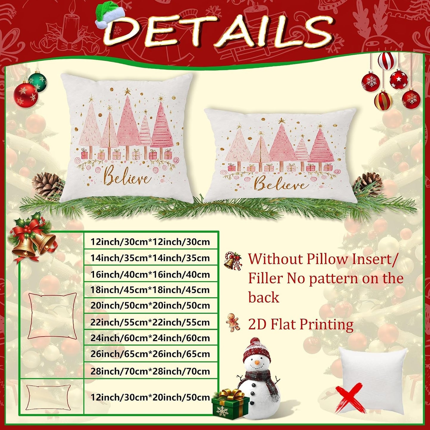 Christmas Trees Throw Pillow Covers Set of 2, Festive Fanciful Presents Stars Xmas Peach Soft Velvet Washable Square Pillow Cases for Home Living Room Bedroom Dorm Couch Decor 18x18 Inch