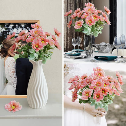Artificial Poppies Flowers, Fake Flowers 5 Stems for Home Decor 19.7inches Silk Flowers Realistic Arrangement (Peach)