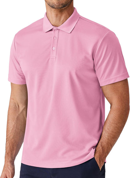 PINSPARK Polo Shirts for Men Short Sleeve Lightweight Quick Dry Golf T Shirt Moisture Wicking Casual Workout