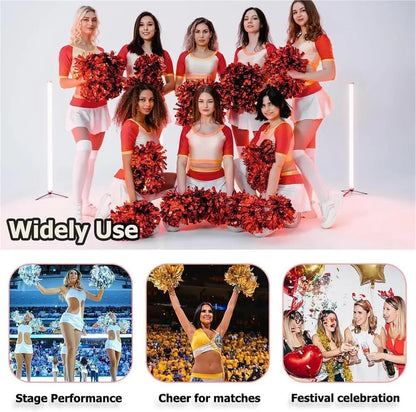 Shining Cheer Pom Poms 4pcs 6 Inch PET Handle Cheerleading Pompoms Performance Competition Durable Handheld Flower Pom Poms