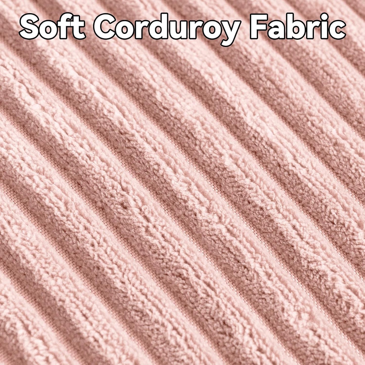 Thmyo Pack of 2 Corduroy Soft Decorative Throw Pillow Covers Striped Square Cushion Cases Pillowcases for Sofa Couch Bed Chair Home Decoration,20x20 inch/50x50 cm, Blush Pink