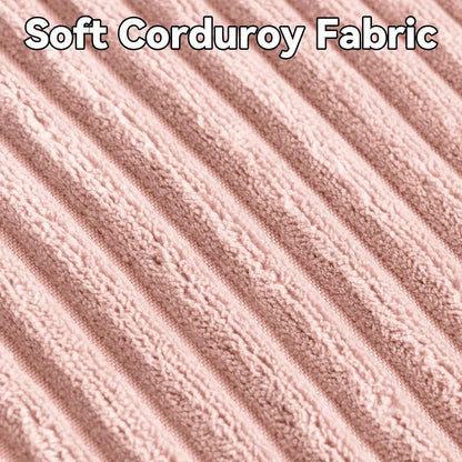 Thmyo Pack of 2 Corduroy Soft Decorative Throw Pillow Covers Striped Square Cushion Cases Pillowcases for Sofa Couch Bed Chair Home Decoration,20x20 inch/50x50 cm, Blush Pink