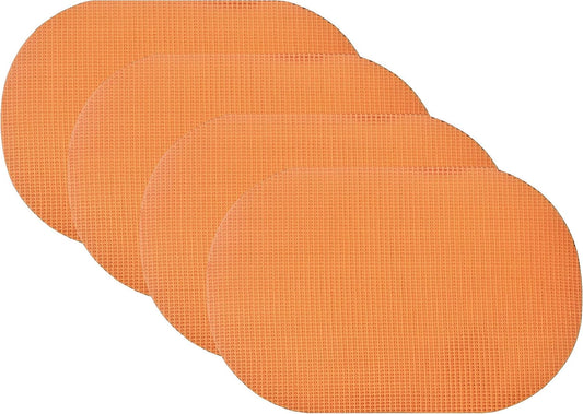 Waffle Placemat Weave Pattern Set of 4, Non-Slip Mesh Reversible Kitchen Table Decorative Color Selection (Peach)