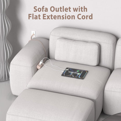 Update Removable Hidden Couch Charging Station, HEZI Sofa Outlet with 2 AC Outlets 3USB Ports (PD20W USB-C), 1050J Surge Protection, Flat Extension Cord for Furniture Couch (Pink, 6 FT)